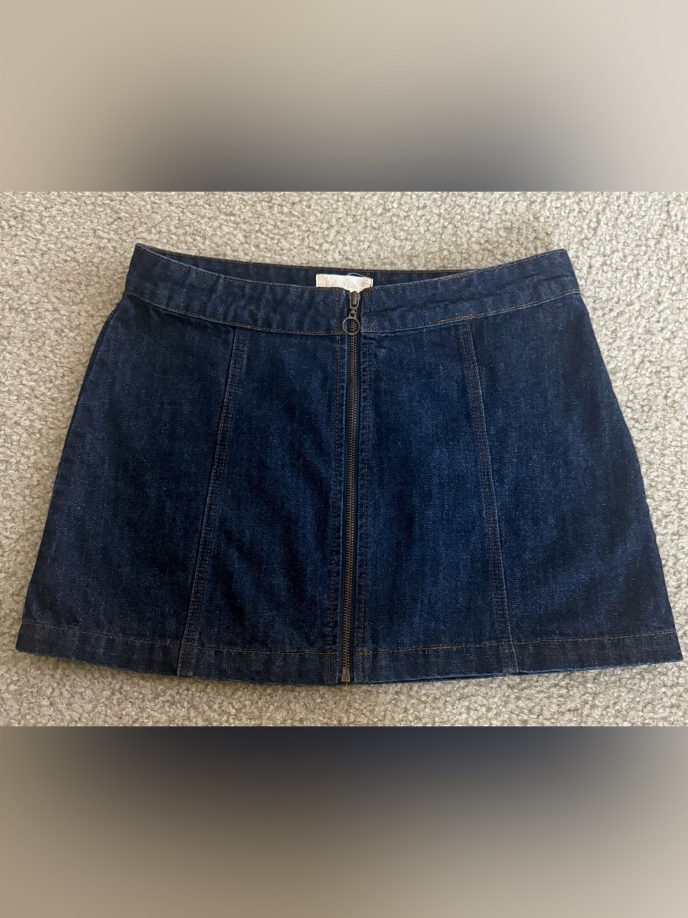Altar’d State Dark Blue Denim Zip-Front Women's Skirt